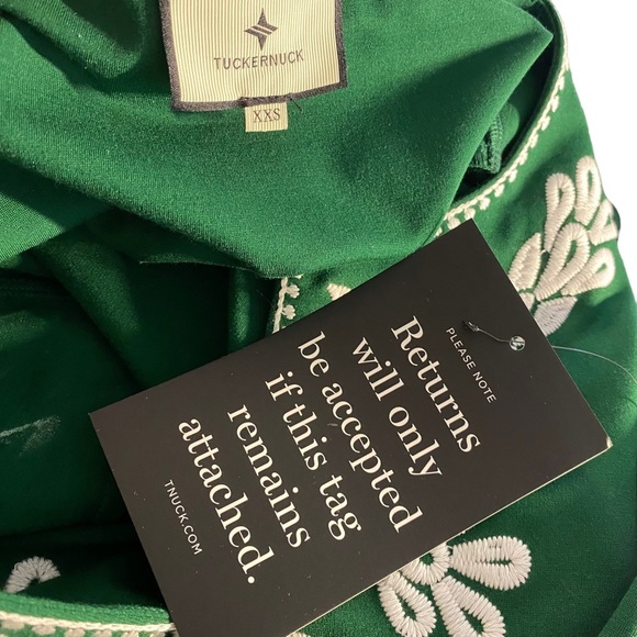 Tuckernuck NEW Miguelina Green Embroidered Shift Mini Dress Size 2XS - Picture 10 of 10